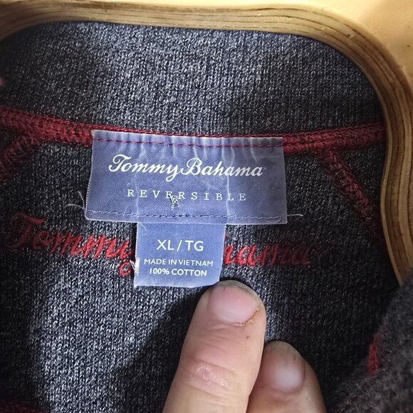 Tommy Bahama Reversable Sweater XL Men's 1/4 Zip Pullover Maroon Gray - Picture 5 of 5